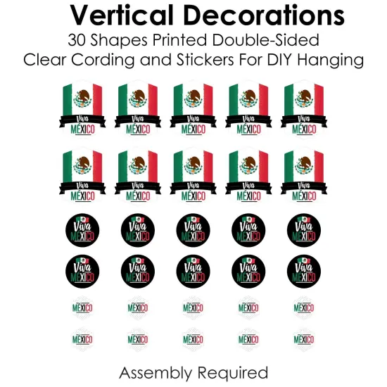 Big Dot of Happiness Viva Mexico - Mexican Independence Day Party DIY Dangler Backdrop - Hanging Vertical Decorations - 30 Pieces {6}
