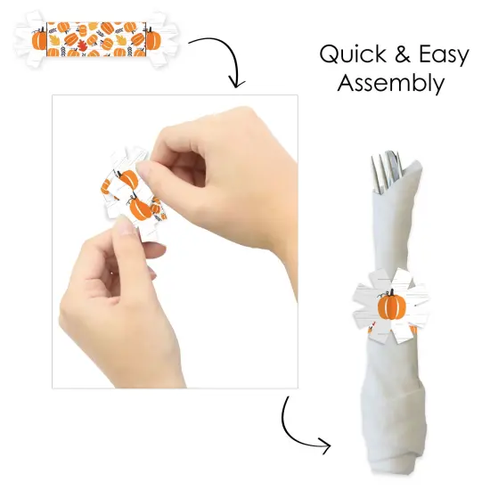 Big Dot of Happiness Fall Pumpkin - Halloween or Thanksgiving Party Paper Napkin Holder - Napkin Rings - Set of 24 {6}