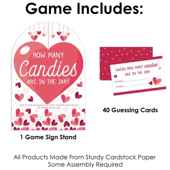 Big Dot of Happiness Happy Galentine's Day - How Many Candies Valentine's Day Party Game - 1 Stand and 40 Cards - Candy Guessing Game {4}