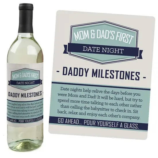 Big Dot of Happiness Daddy's First Milestones - Gift For Men - Wine Bottle Label Stickers - Set of 4 {6}
