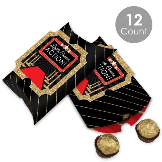 Big Dot of Happiness Red Carpet - Favor Gift Boxes - Movie Night Party Large Pillow Boxes - Set of 12 {3}