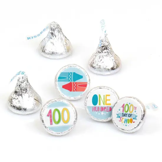 Big Dot of Happiness Happy 100th Day of School - 100 Days Party Round Candy Sticker Favors - Labels Fits Chocolate Candy (1 sheet of 108) {1}