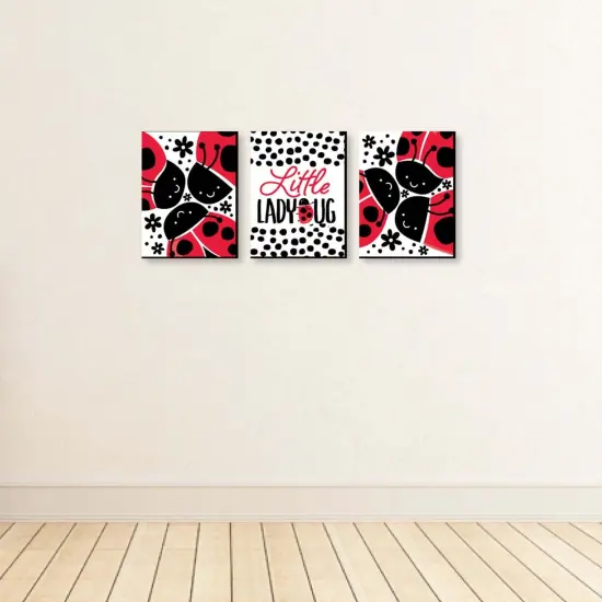 Big Dot of Happiness Happy Little Ladybug - Baby Girl Nursery Wall Art and Kids Room Decorations - Gift Ideas - 7.5 x 10 inches - Set of 3 Prints {4}