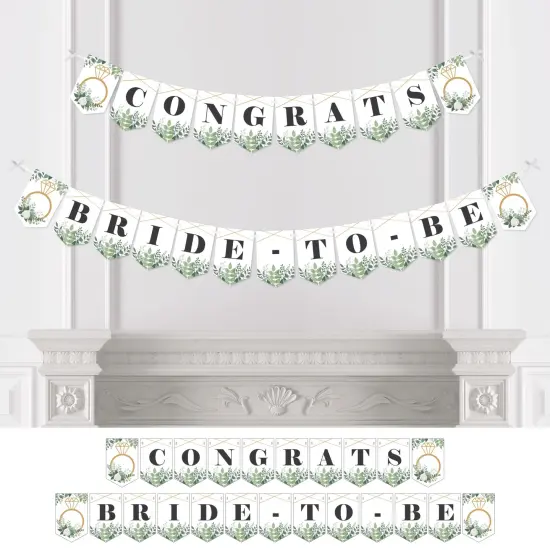 Big Dot of Happiness Boho Botanical Bride - Greenery Bridal Shower and Wedding Party Bunting Banner - Party Decorations - Congrats Bride-To-Be {1}
