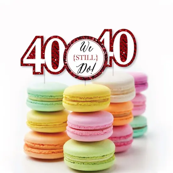 Big Dot of Happiness We Still Do - 40th Wedding Anniversary - Dessert Cupcake Toppers - Anniversary Party Clear Treat Picks - Set of 24 {6}