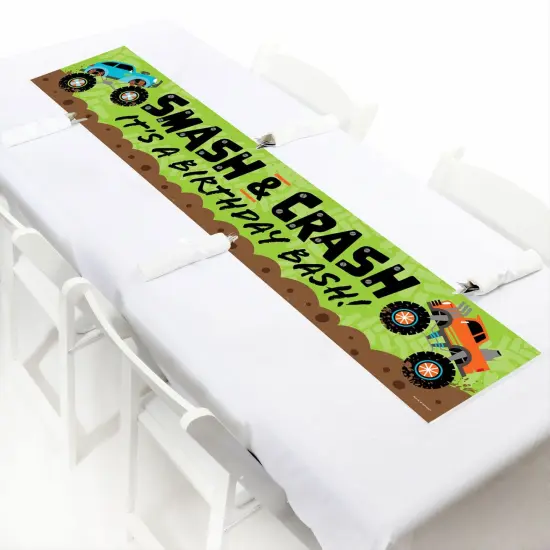 Big Dot of Happiness Smash and Crash - Monster Truck - Happy Birthday Boy Decorations Party Banner {7}