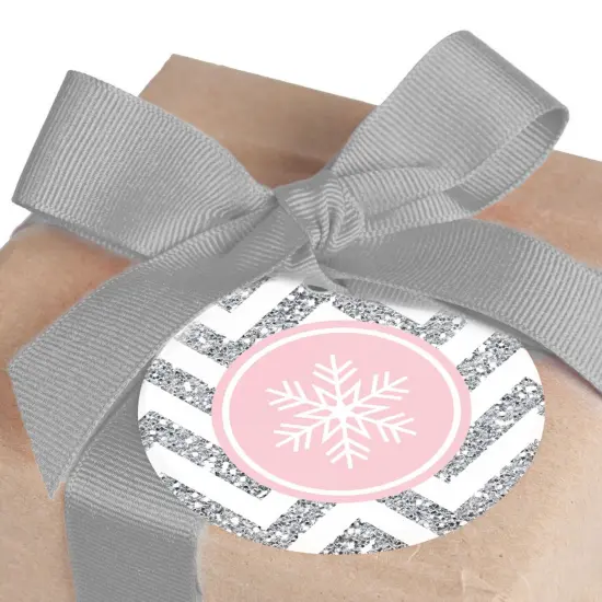 Big Dot of Happiness Pink Winter Wonderland - Holiday Snowflake to and from Favor Gift Tags (Set of 20) {3}