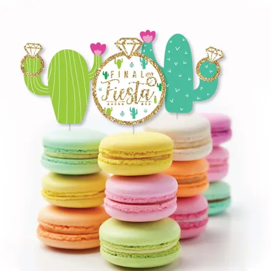 Big Dot of Happiness Final Fiesta - Dessert Cupcake Toppers - Last Fiesta Bachelorette Party Clear Treat Picks - Set of 24 {6}