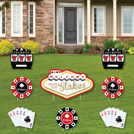 Big Dot of Happiness Las Vegas - Yard Sign & Outdoor Lawn Decorations - Casino Party Yard Signs - Set of 8 {1}
