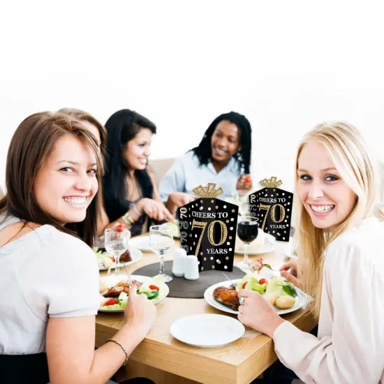 Big Dot of Happiness Adult 70th Birthday - Gold - Table Decorations - Birthday Party Fold and Flare Centerpieces - 10 Count {7}