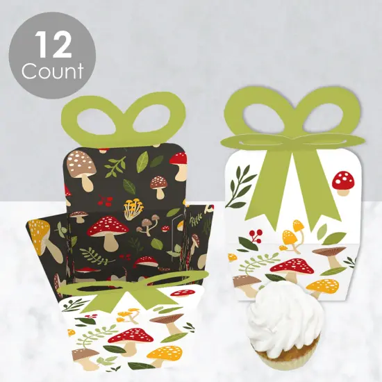 Big Dot of Happiness Wild Mushrooms - Square Favor Gift Boxes - Red Toadstool Party Bow Boxes - Set of 12 {4}