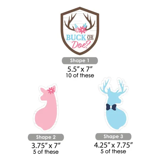 Big Dot of Happiness Buck or Doe - Badge, Buck, and Doe Decorations DIY Hunting Gender Reveal Party Essentials - Set of 20 {7}