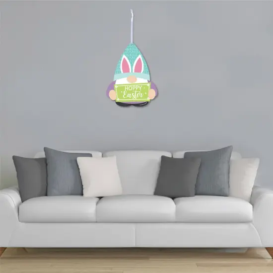 Big Dot of Happiness Easter Gnomes - Hanging Porch Spring Bunny Party Outdoor Decorations - Front Door Decor - 1 Piece Sign {4}