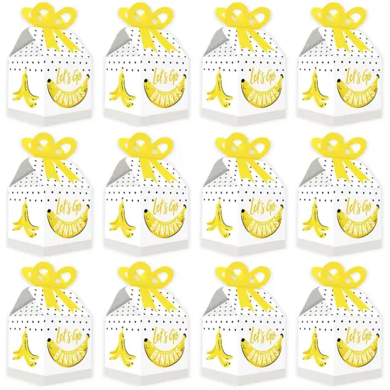 Big Dot of Happiness Let's Go Bananas - Square Favor Gift Boxes - Tropical Party Bow Boxes - Set of 12 {6}