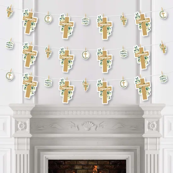 Big Dot of Happiness Confirmation Elegant Cross - Religious Party DIY Decorations - Clothespin Garland Banner - 44 Pieces {4}