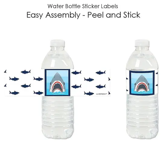 Big Dot of Happiness Shark Zone - Jawsome Party or Birthday Party Water Bottle Sticker Labels - Set of 20 {3}