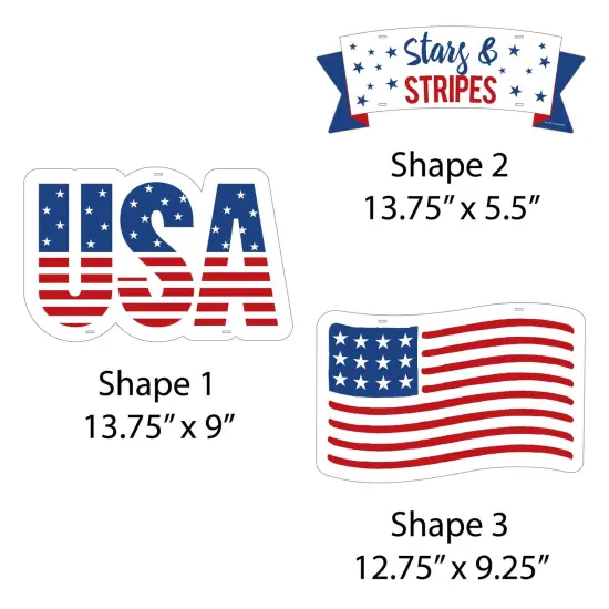 Big Dot of Happiness Stars & Stripes - Hanging Porch Memorial Day, 4th of July and Labor Day Patriotic Outdoor Decor - Front Door Decor - 3 Piece Sign {7}