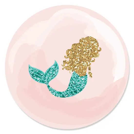 Big Dot of Happiness Let's Be Mermaids - Baby Shower or Birthday Party Circle Sticker Labels - 24 Count {1}
