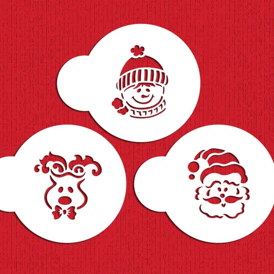 Whimsical Holiday Cookie Stencil Set: Snowman, Reindeer, Santa | C458 by Designer Stencils | Cookie Decorating Tools | Baking Stencils for Royal Icing, Airbrush, Dusting Powder | Reusable Food Grade Stencil for Cookies | Easy to Use & Clean Stencil {5}