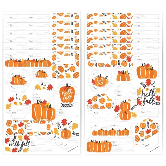Big Dot of Happiness Fall Pumpkin - Assorted Halloween or Thanksgiving Party Gift Tag Labels - To and From Stickers - 12 Sheets - 120 Stickers {1}