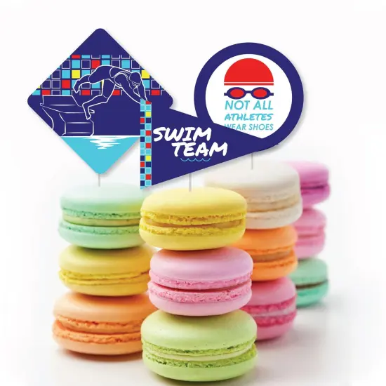 Big Dot of Happiness Making Waves - Swim Team - Dessert Cupcake Toppers - Swimming Party or Birthday Party Clear Treat Picks - Set of 24 {6}