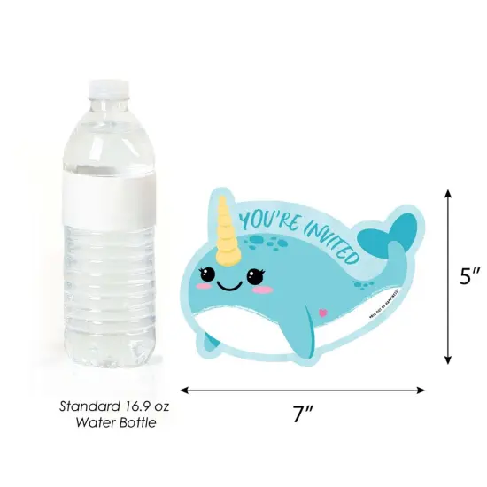 Big Dot of Happiness Narwhal Girl - Shaped Fill-in Invites - Under The Sea Baby Shower or Birthday Party Invitation Cards with Envelopes - Set of 12 {6}