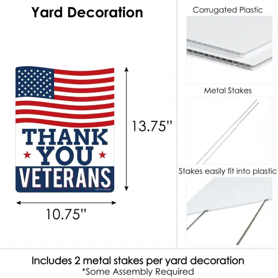 Big Dot of Happiness Thank You Veterans - Outdoor Lawn Sign - Support Our Troops Yard Sign - 1 Piece {7}