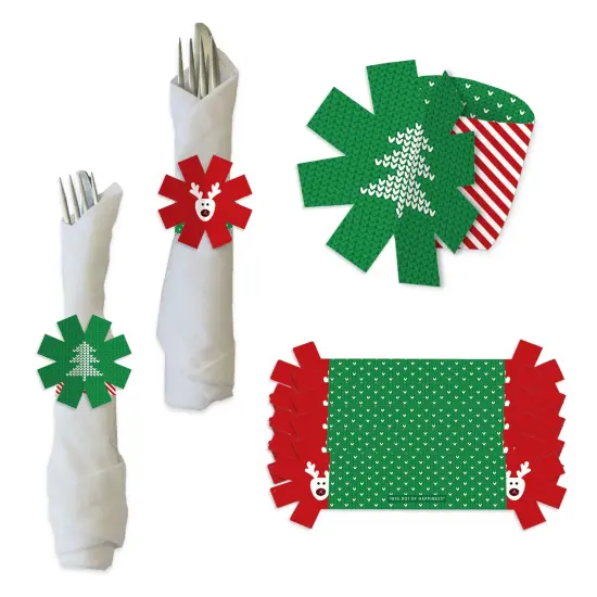 Big Dot of Happiness Ugly Sweater - Holiday and Christmas Party Paper Napkin Holder - Napkin Rings - Set of 24 {1}