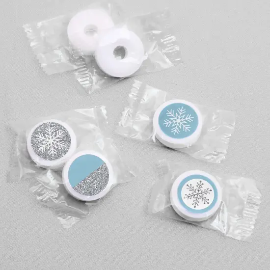 Big Dot of Happiness Winter Wonderland - Snowflake Party and Winter Wedding Round Candy Sticker Favors - Labels Fits Chocolate Candy (1 Sheet of 108) {4}