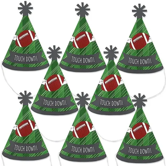 Big Dot of Happiness End Zone - Football - Mini Cone Baby Shower or Birthday Party Hats - Small Little Party Hats - Set of 8 {1}