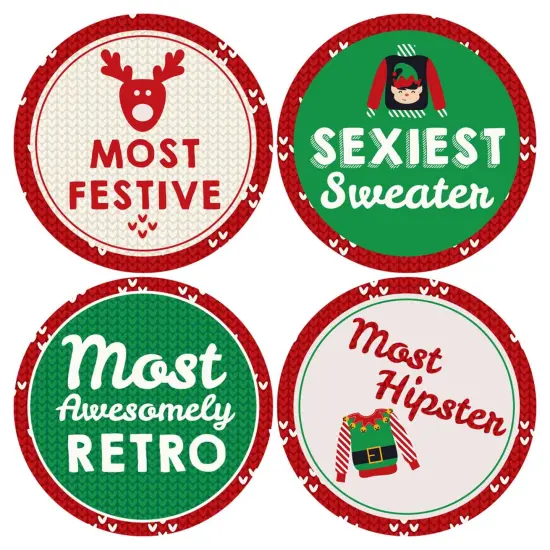 Big Dot of Happiness Ugly Sweater Contest Awards - Holiday and Christmas Party Funny Name Tags - Party Badges Sticker Set of 12 {4}