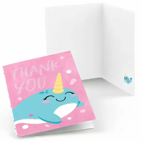 Big Dot of Happiness Narwhal Girl - Under The Sea Baby Shower or Birthday Party Thank You Cards (8 count) {1}