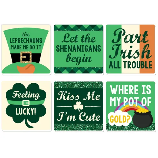 Big Dot of Happiness St. Patrick's Day - Funny Saint Paddy's Day Party Decorations - Drink Coasters - Set of 6 {1}