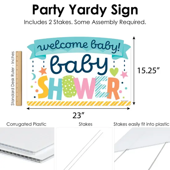 Big Dot of Happiness Colorful Baby Shower - Gender Neutral Party Yard Sign Lawn Decorations - Welcome Baby Party Yardy Sign {7}