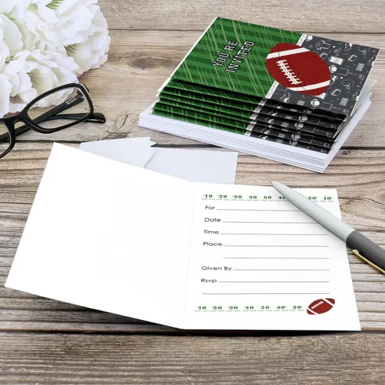 Big Dot of Happiness End Zone - Football - Fill In Baby Shower or Birthday Party Invitations (8 count) {6}