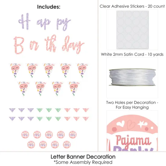 Big Dot of Happiness Pajama Slumber Party - Girls Sleepover Birthday Party Letter Banner Decoration - 36 Banner Cutouts {6}