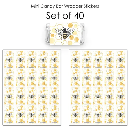 Big Dot of Happiness Little Bumblebee - Mini Candy Bar Wrapper Stickers - Bee Baby Shower or Birthday Party Small Favors - 40 Count {4}