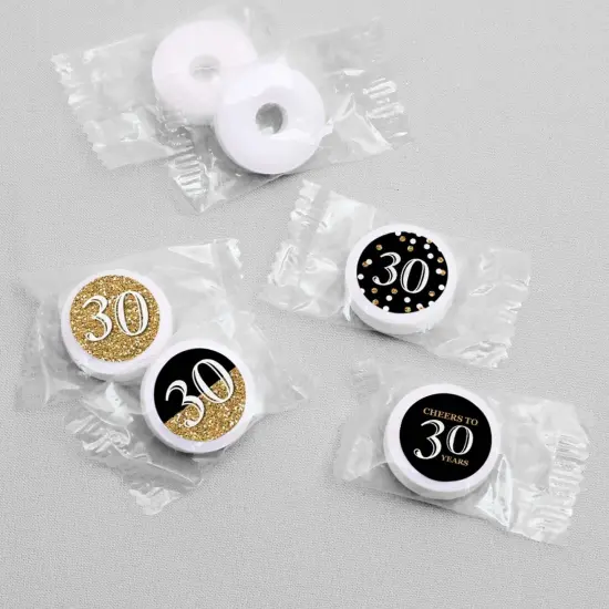 Big Dot of Happiness Adult 30th Birthday - Gold - Round Candy Sticker Party Favors - Labels Fits Chocolate Candy (1 sheet of 108) {4}