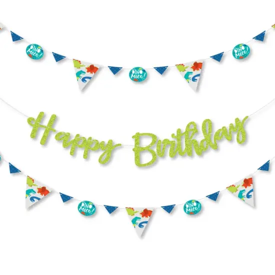 Big Dot of Happiness Roar Dinosaur - Dino Mite T-Rex Birthday Party Letter Banner Decoration - 36 Banner Cutouts and Happy Birthday Banner Letters {1}