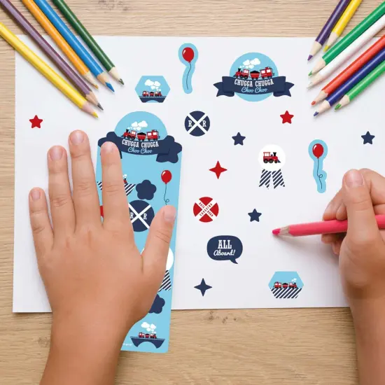 Big Dot of Happiness Railroad Party Crossing - Steam Train Birthday Party Favor Kids Stickers - 16 Sheets - 256 Stickers {7}