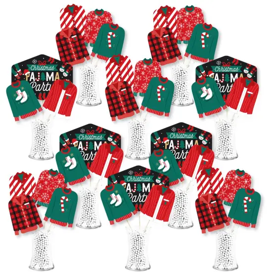 Big Dot of Happiness Christmas Pajamas - Holiday Plaid PJ Party Centerpiece Sticks - Showstopper Table Toppers - 35 Pieces {1}