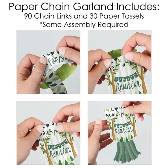 Big Dot of Happiness Family Tree Reunion - 90 Chain Links and 30 Paper Tassels Decoration Kit - Family Gathering Party Paper Chains Garland - 21 feet {6}