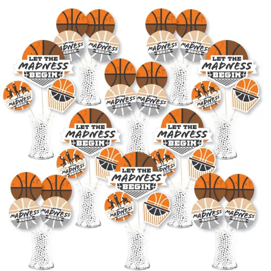 Big Dot of Happiness Basketball - Let the Madness Begin - College Basketball Party Centerpiece Sticks - Showstopper Table Toppers - 35 Pieces {1}