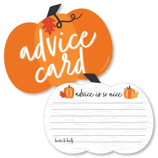 Big Dot of Happiness Fall Pumpkin - Pumpkin Wish Card Halloween or Thanksgiving Baby Shower Activities - Shaped Advice Cards Game - Set of 20 {1}