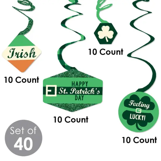 Big Dot of Happiness St. Patrick's Day - Saint Paddy's Day Party Hanging Decor - Party Decoration Swirls - Set of 40 {6}