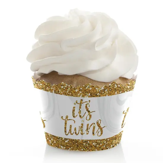 Big Dot of Happiness It's Twins - Gold Twins Baby Shower Decorations - Party Cupcake Wrappers - Set of 12 {1}