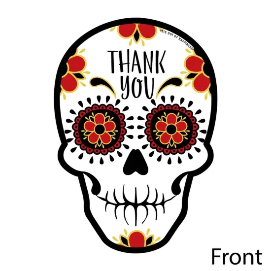 Big Dot of Happiness Day of the Dead - Shaped Thank You Cards - Sugar Skull Party Thank You Note Cards with Envelopes - Set of 12 {4}