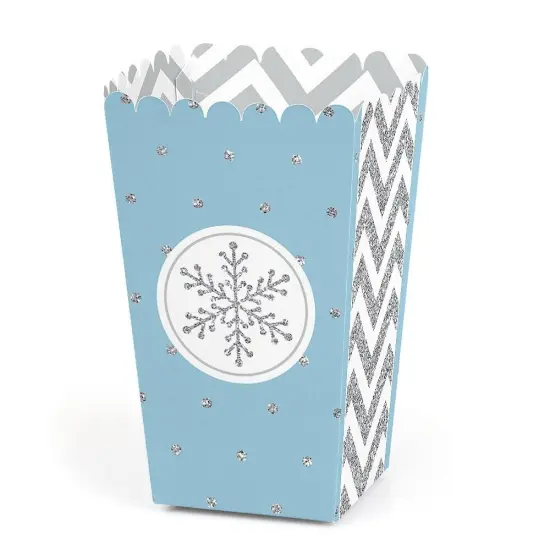 Big Dot of Happiness Winter Wonderland - Snowflake Holiday Party and Winter Wedding Popcorn Treat Boxes - Set of 12 {1}