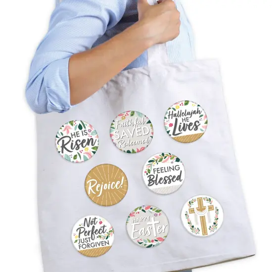 Big Dot of Happiness Religious Easter - 3 inch Christian Holiday Party Badge - Pinback Buttons - Set of 8 {3}
