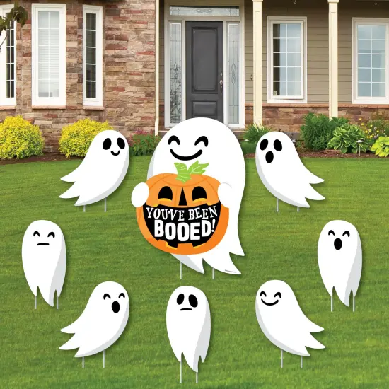 Big Dot of Happiness You've Been Booed - Yard Sign and Outdoor Lawn Decorations - Ghost Halloween Party Yard Signs - Set of 8 {1}